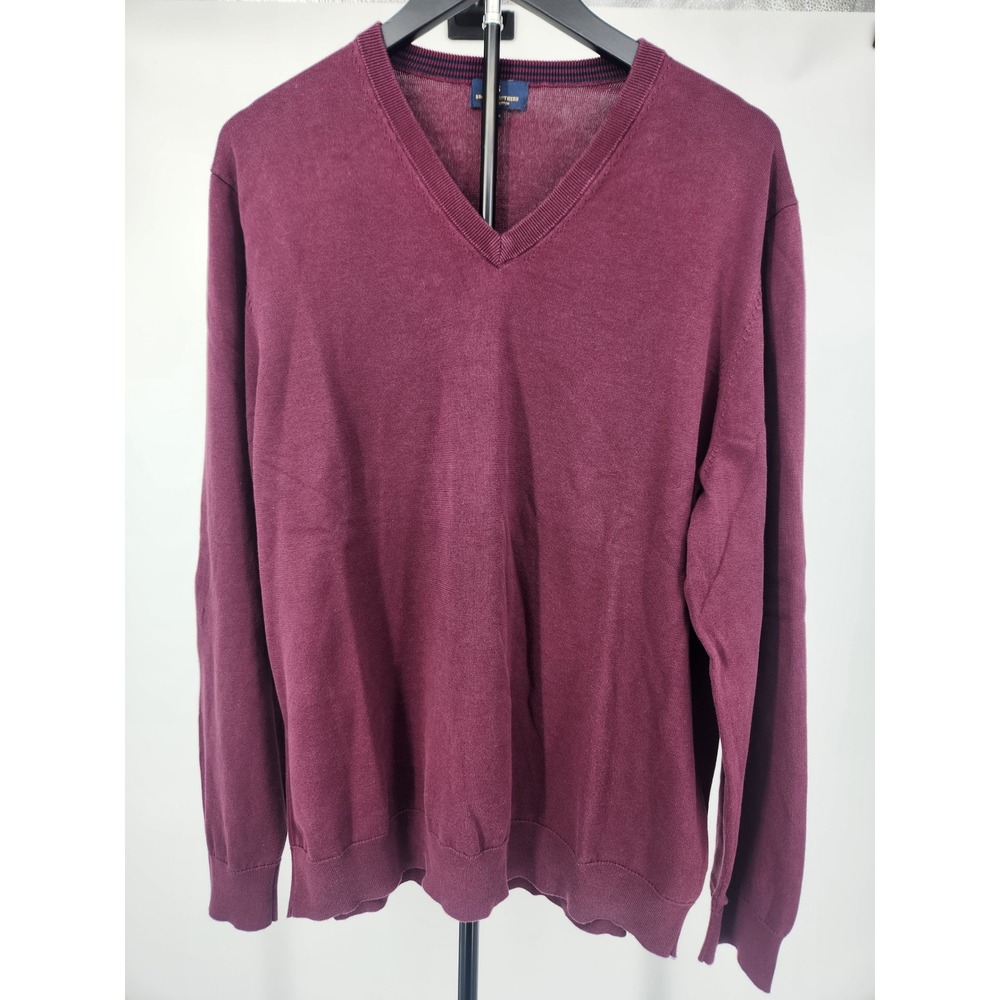 Brooks Brothers Mens Supima Cotton V-Neck Sweater Burgundy XL 42224-155ND050